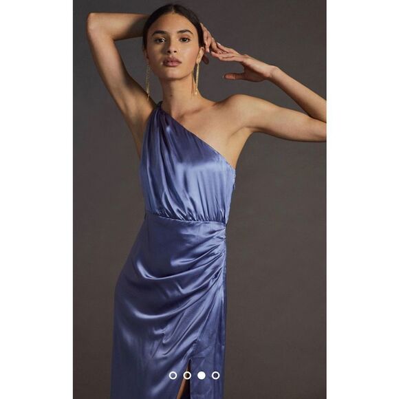 Anthropologie - One-Shoulder Silk Midi Dress - Picture 1 of 8